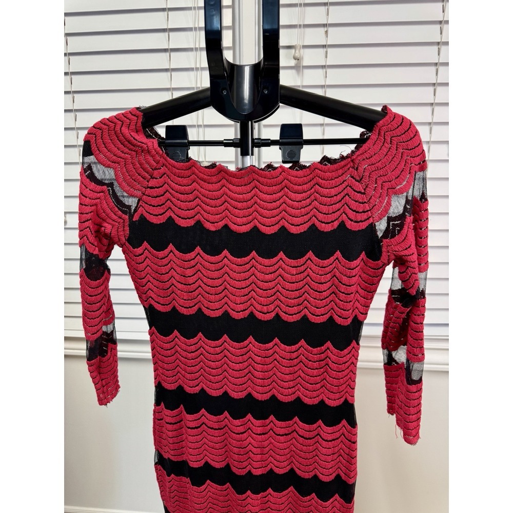 Women's Nora.z Paris Boutique Red & Black Maxi Dress Size Large Sheer Hem Prom - Picture 5 of 11